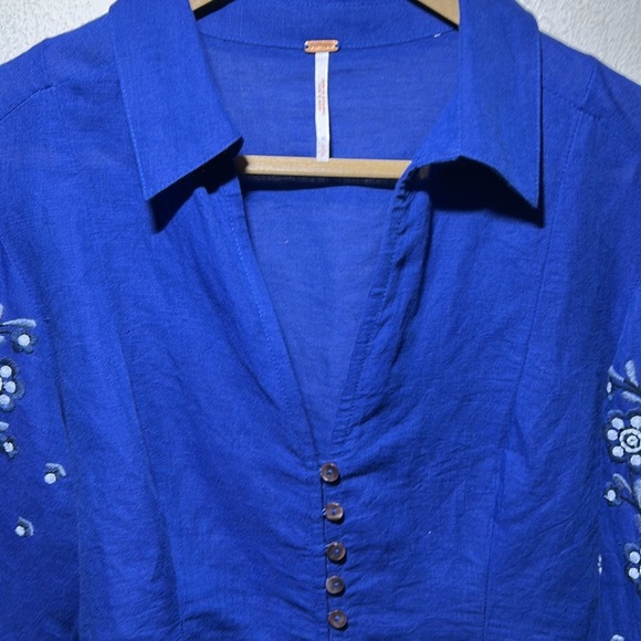 Free People Dance With Me Embroidered Blouse Size Small - Picture 7 of 10